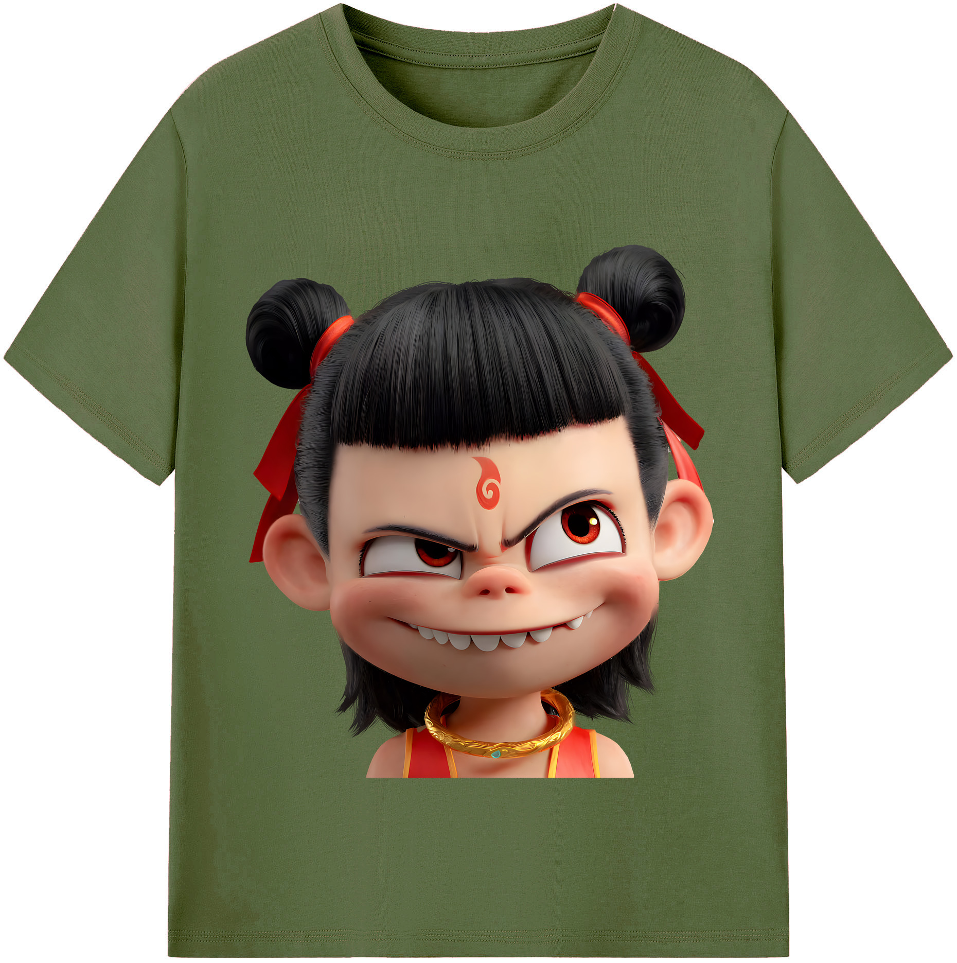 （画像用） Ne Zha 2 ナタ 魔童の大暴れ 綿100％半袖Tシャツ（フロントプリント）
